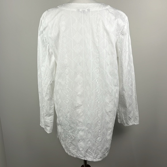 Lands End Embroidered 100% Cotton Tunic Sz L 14-16 Notch Coastal Beachy Swim - Picture 5 of 13